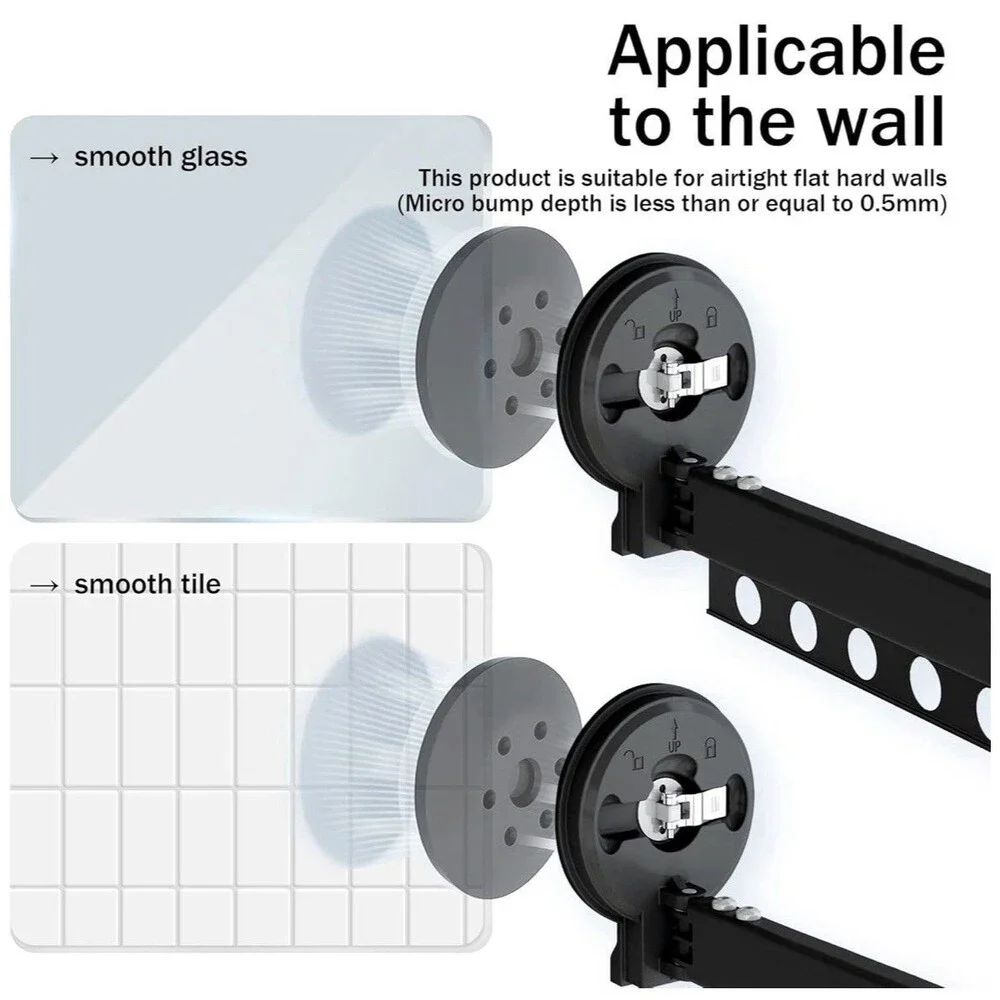 Wall Mounted Clothes Drying Rack Suction Cup Folding Laundry Hanger Moveable